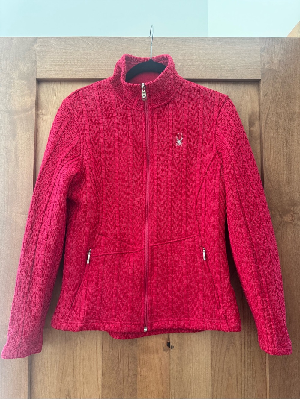 Spyder Pink Cable-Knit Full-Zip Teddy Jacket